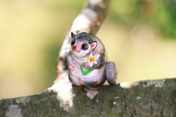 Baby Drawf Lemur Polymer Clay Figurine OOAK