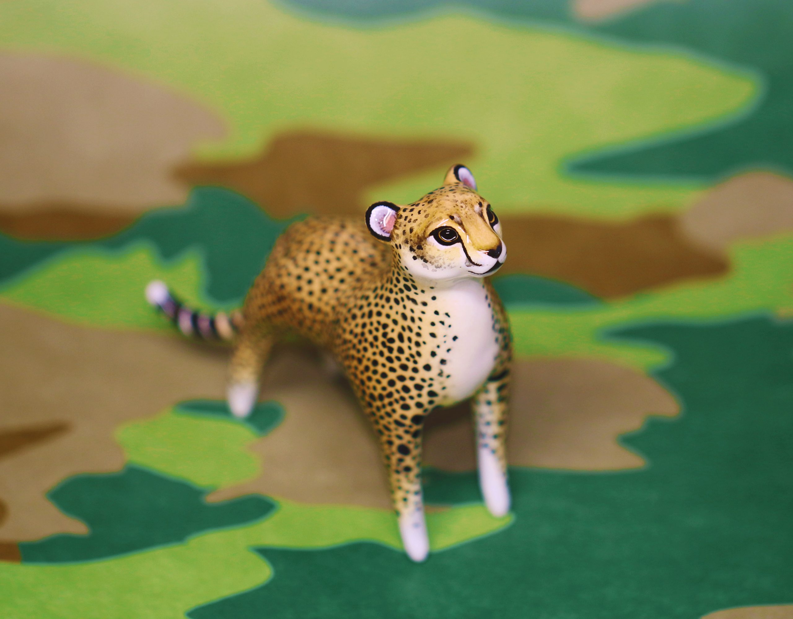 Cheetah Polymer Clay Figurine OOAK — Fox Luu Creations