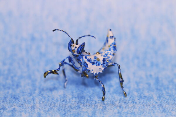Blue China Mantis Polymer Clay Figurine OOAK