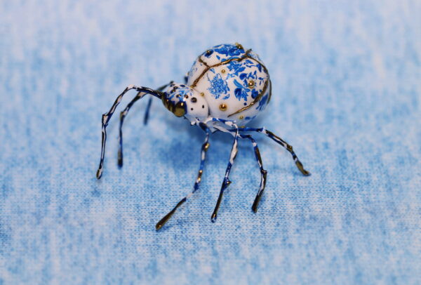 Blue China Spider Polymer Clay Figurine OOAK