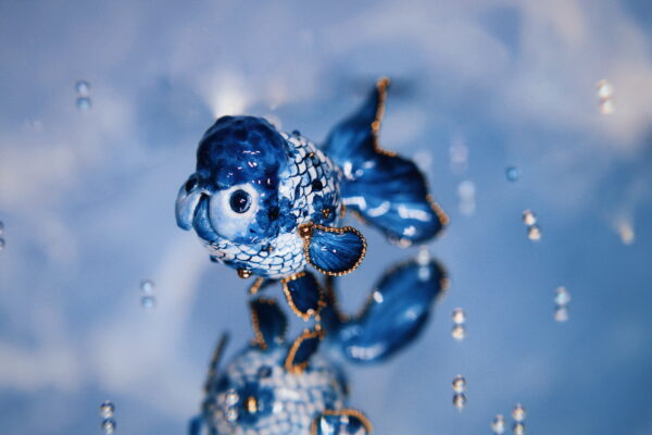 Fancy Ranchu Goldfish Polymer Clay Figurine OOAK